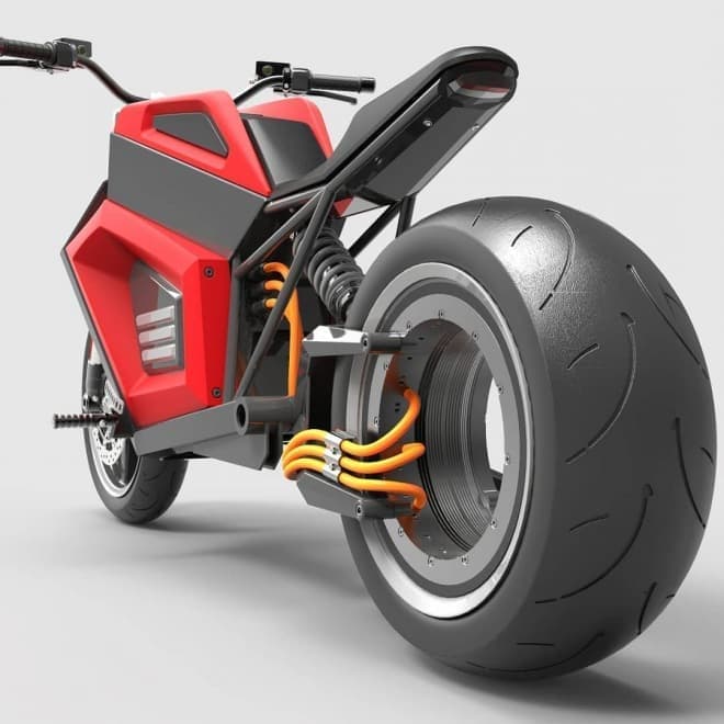 ハブレスホイールを持つ電動バイク RMK Vehicles「E2」－最新CG画像