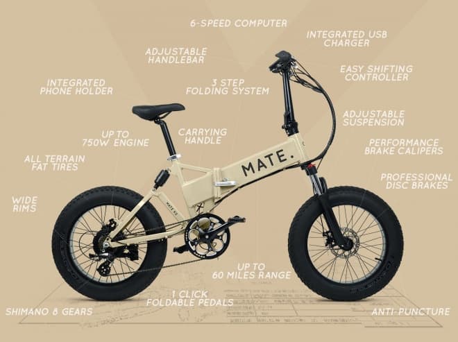 ファットタイヤを履いた通勤用折り畳み電動アシスト自転車「MATE X」