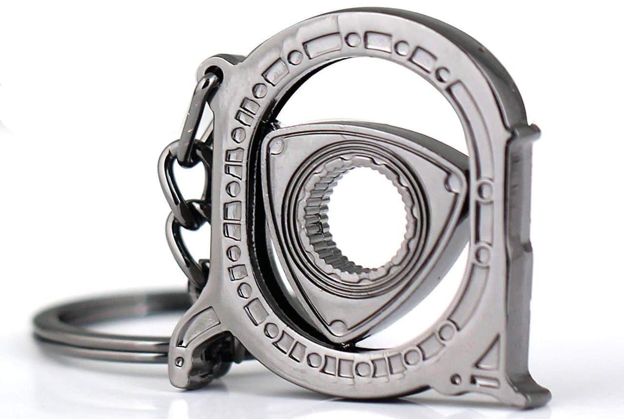 ロータリーエンジンデザインのキーホルダーMaycom「Spinning Rotor Keychain」
