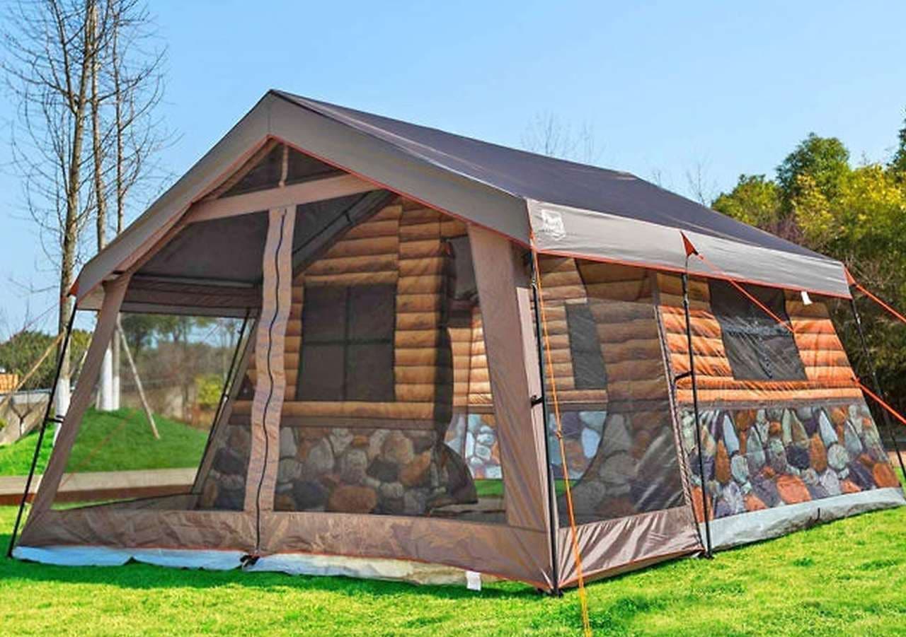 山小屋に住みたい！という夢を（ちょっとだけ）叶えるログハウス風テントTIMBER RIDGE「丸太小屋テント」