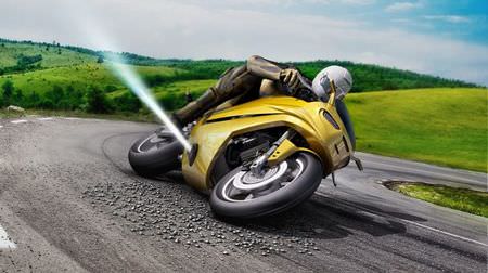 ガスを噴射してローサイド転倒を防ぐ、Boschのバイク向けテクノロジー