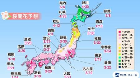 桜開花は、3月17日の東京からスタート － ウェザーニューズが「第五回桜開花予想」発表