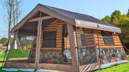 山小屋に住みたい！という夢を（ちょっとだけ）叶えるログハウス風テントTIMBER RIDGE「丸太小屋テント」