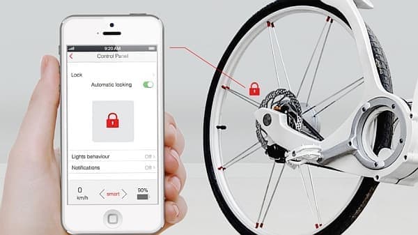 「Gi Bike」のロック/アンロックも、スマートフォンからコントロールできます